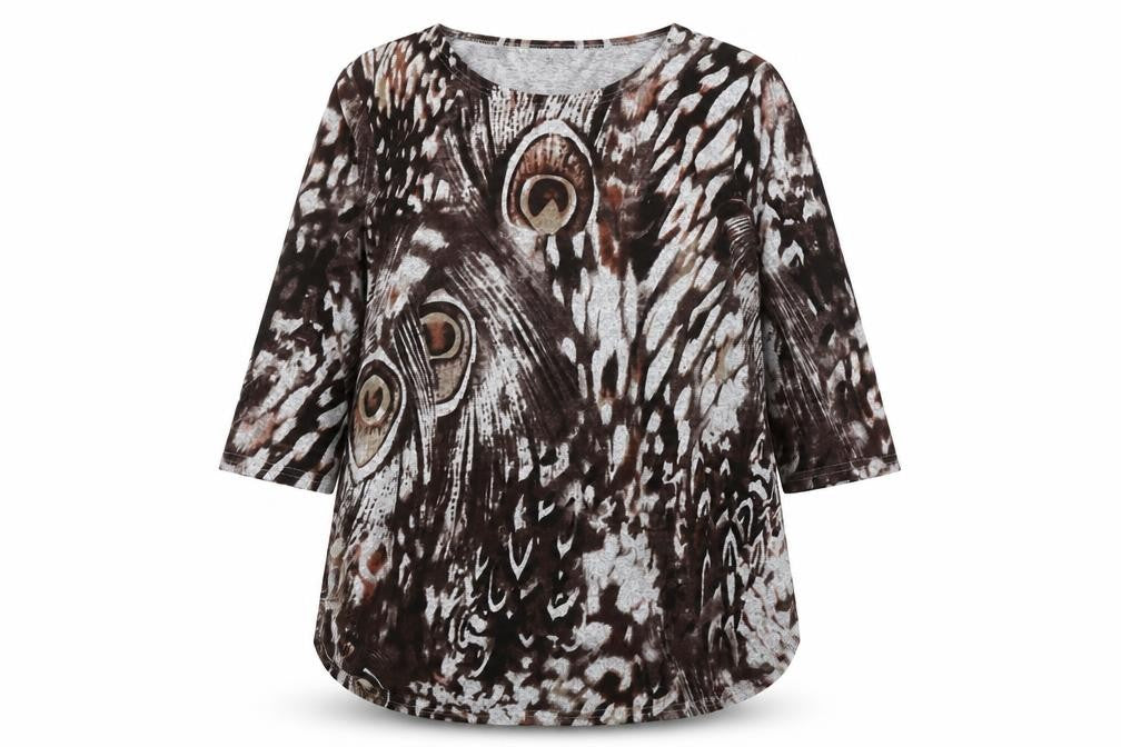 Klass Women's Brown Animal Print Tunic Jumper L