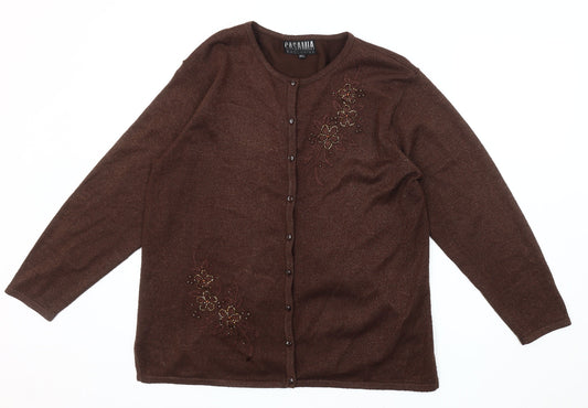 Casamia Exclusive Women's Brown M Cardigan, Embroidered
