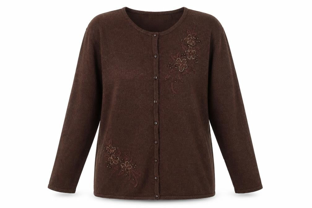 Casamia Women's Brown M Cardigan, Embroidered