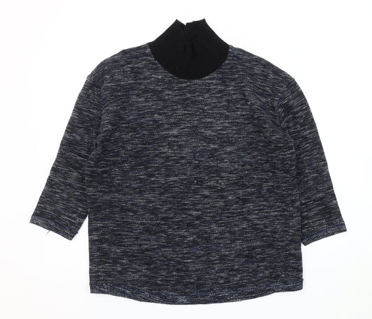 ZARA Women's Blue High Neck Knit Jumper, Size S