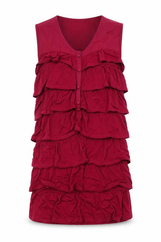 Reiss Women's Red Sleeveless Ruffle Blouse S
