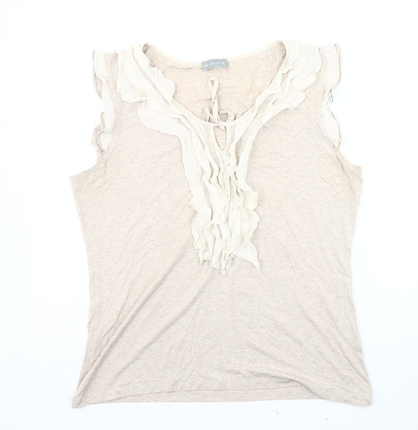 Marks and Spencer Beige Sleeveless Women's Blouse Size 16