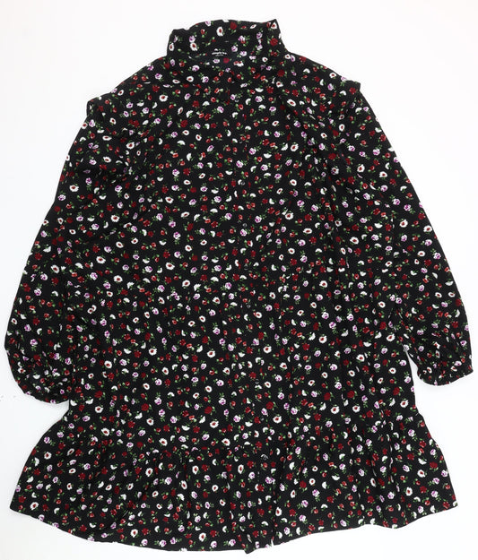 Simply Be Women's Plus Size Black Floral Dress
