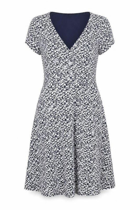 Laura Ashley Women's Blue Floral A-Line Dress, Size 12