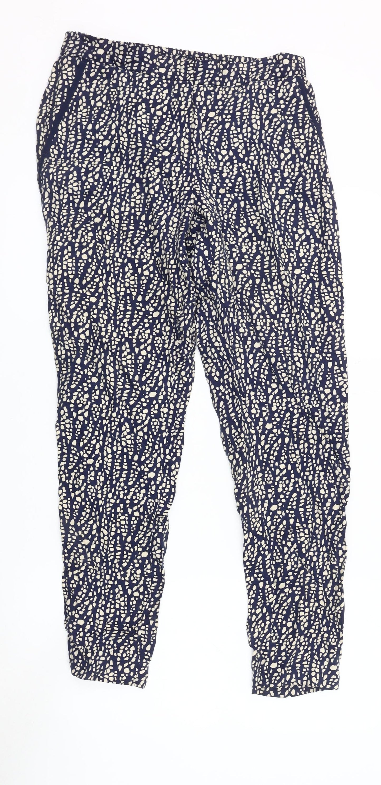Pure Collection Women's Blue Geometric Trousers Size 10