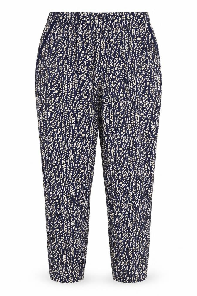 Pure Collection Women's Blue Geometric Trousers Size 10