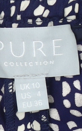 Pure Collection Women's Blue Geometric Trousers Size 10