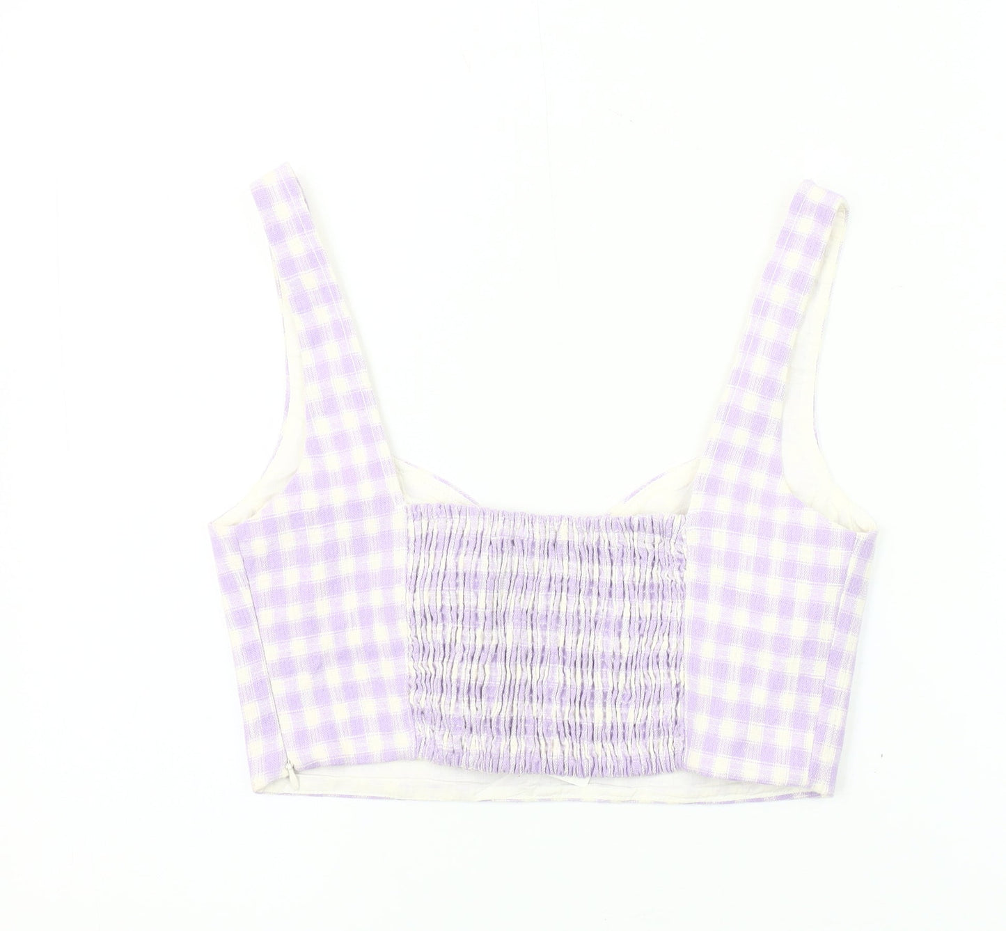 ZARA Women's Purple Check Cropped Top Size 12