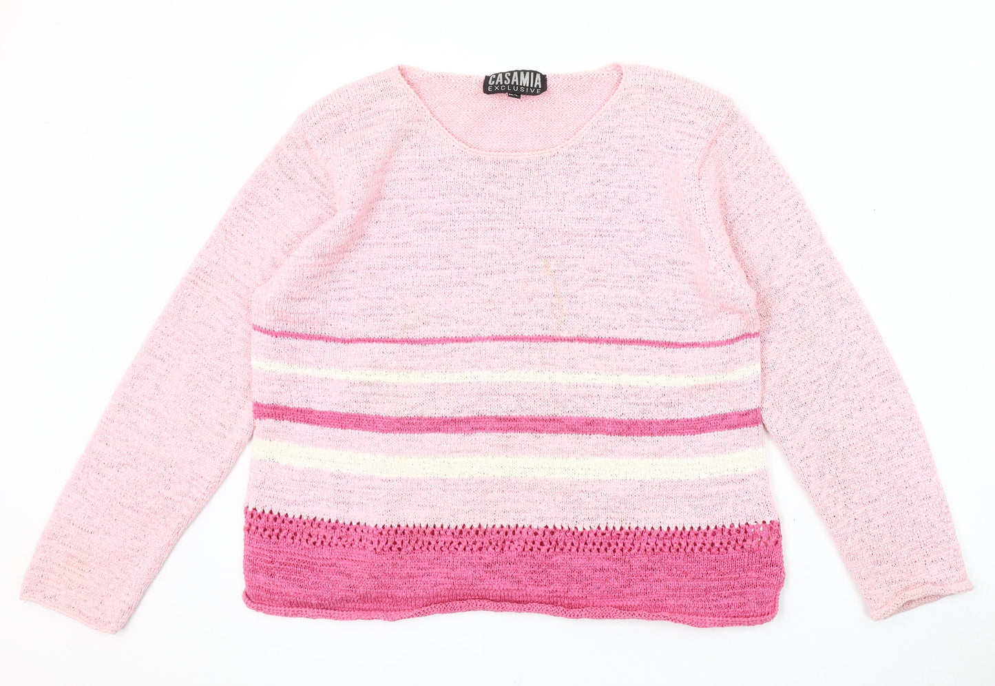 Casamia Women's Pink Striped Pullover Jumper M