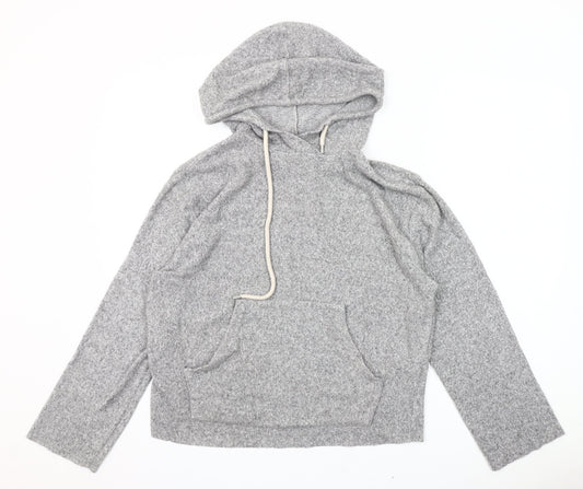 Zara Women's Grey Knit Pullover Hoodie Size 6