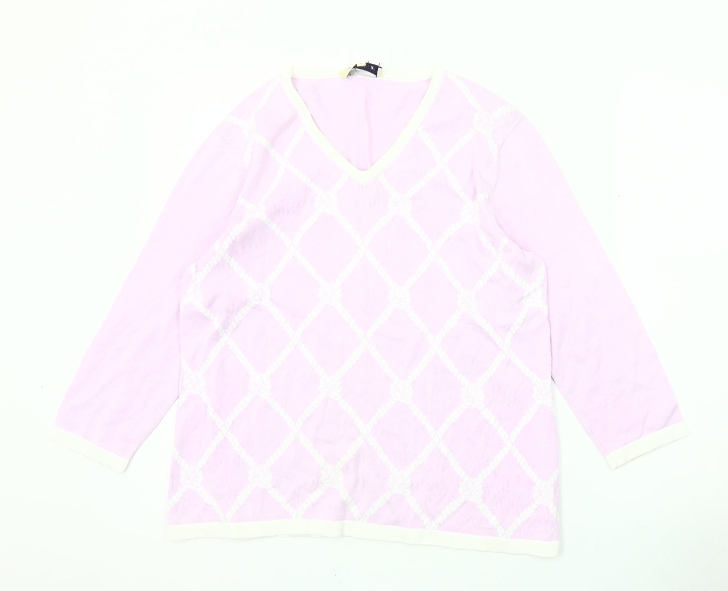 Viyella Women's Pink V-Neck Pullover Jumper L