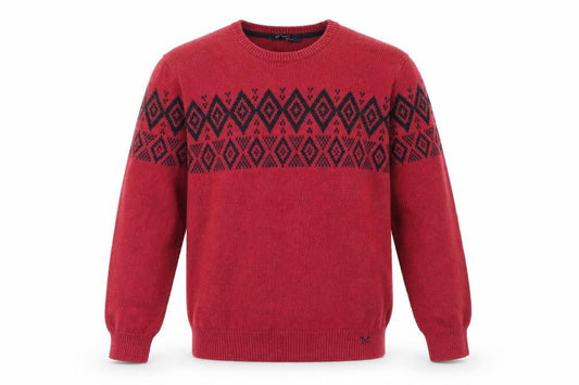 Crew Clothing Red Pullover Jumper L Geometric