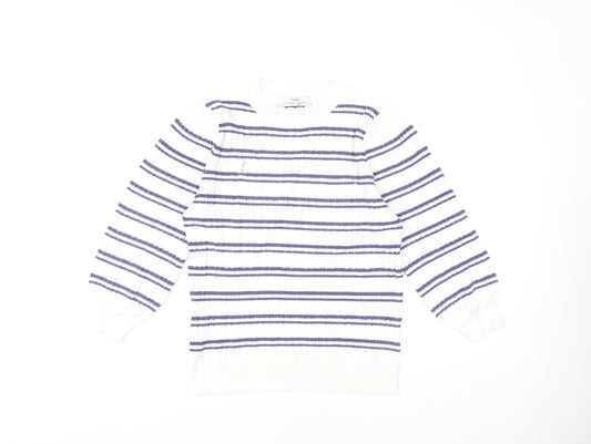 Next Women's Striped Pullover Jumper White Size 12