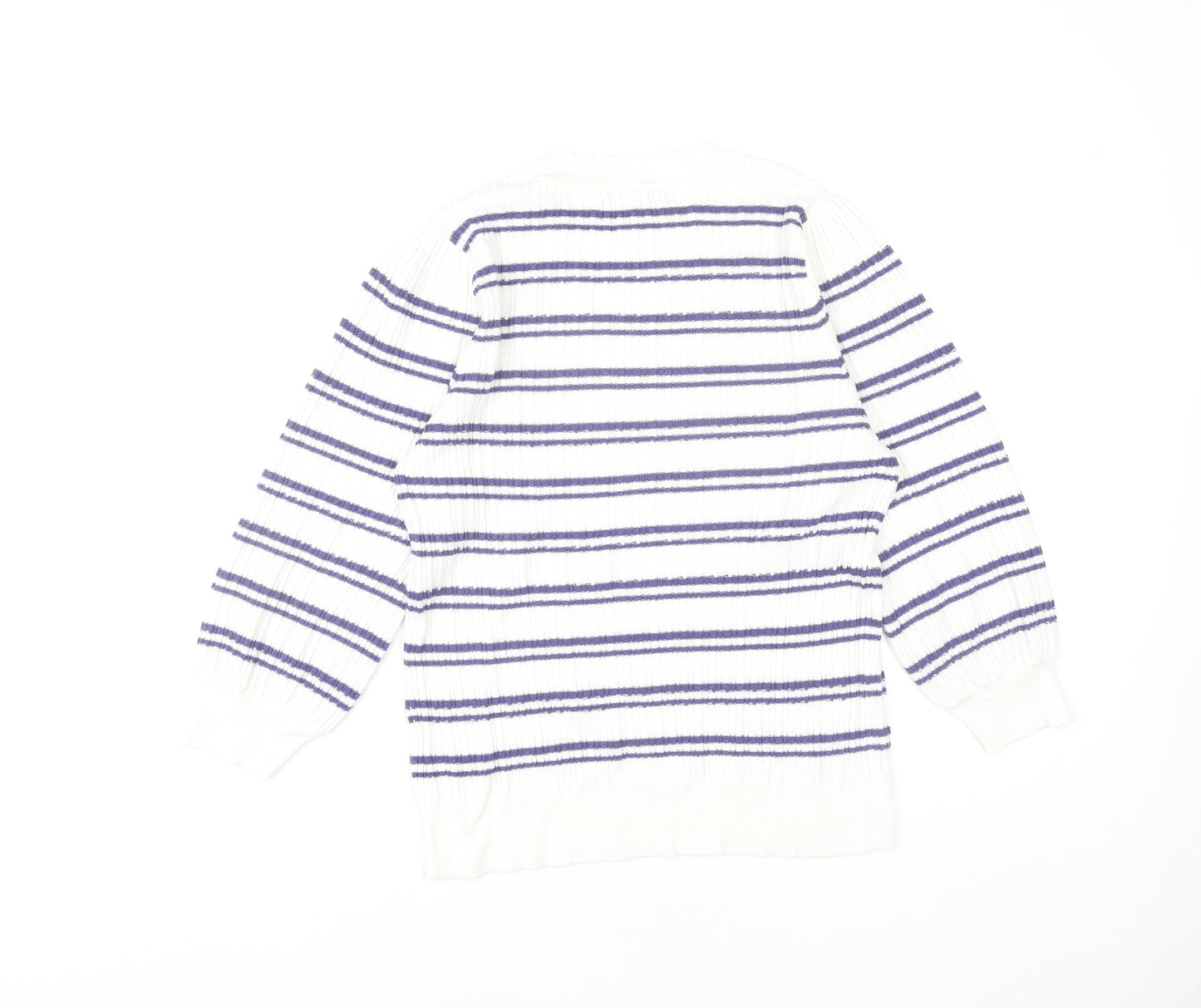 Next Women's Striped Pullover Jumper White Size 12