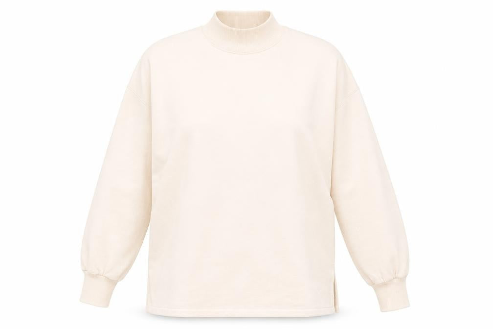 Bershka Women's Beige Sweatshirt, Size 14, Mock Neck