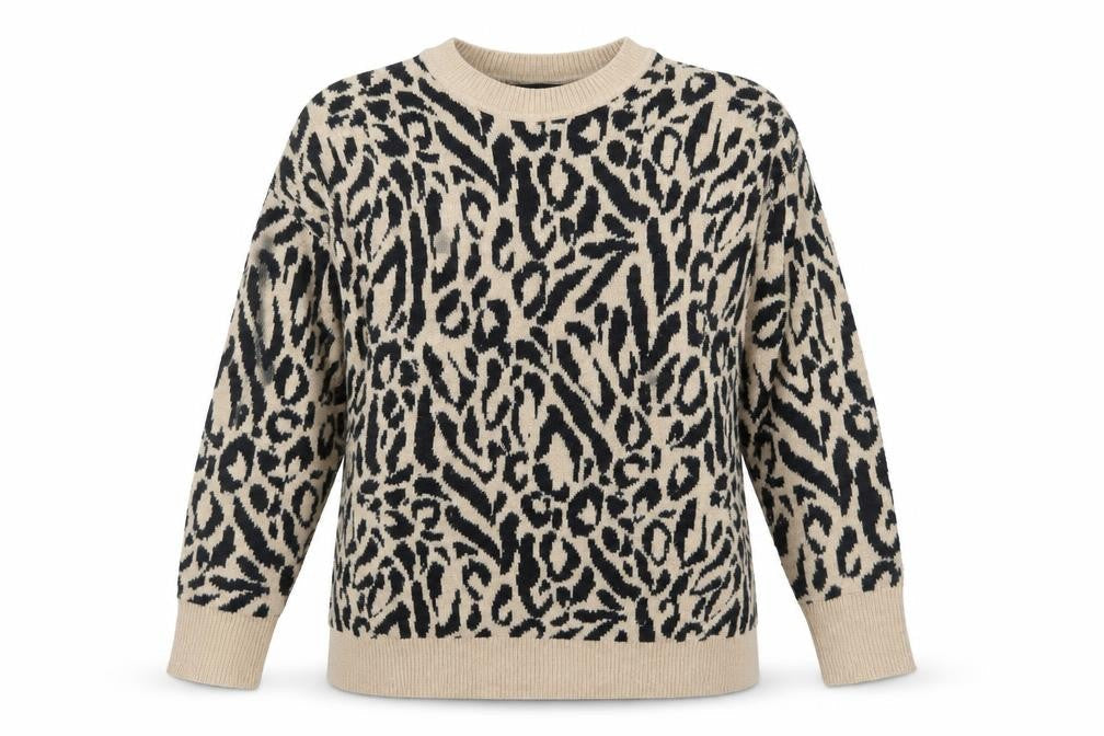 New Look Women's Beige Animal Print Pullover Jumper S