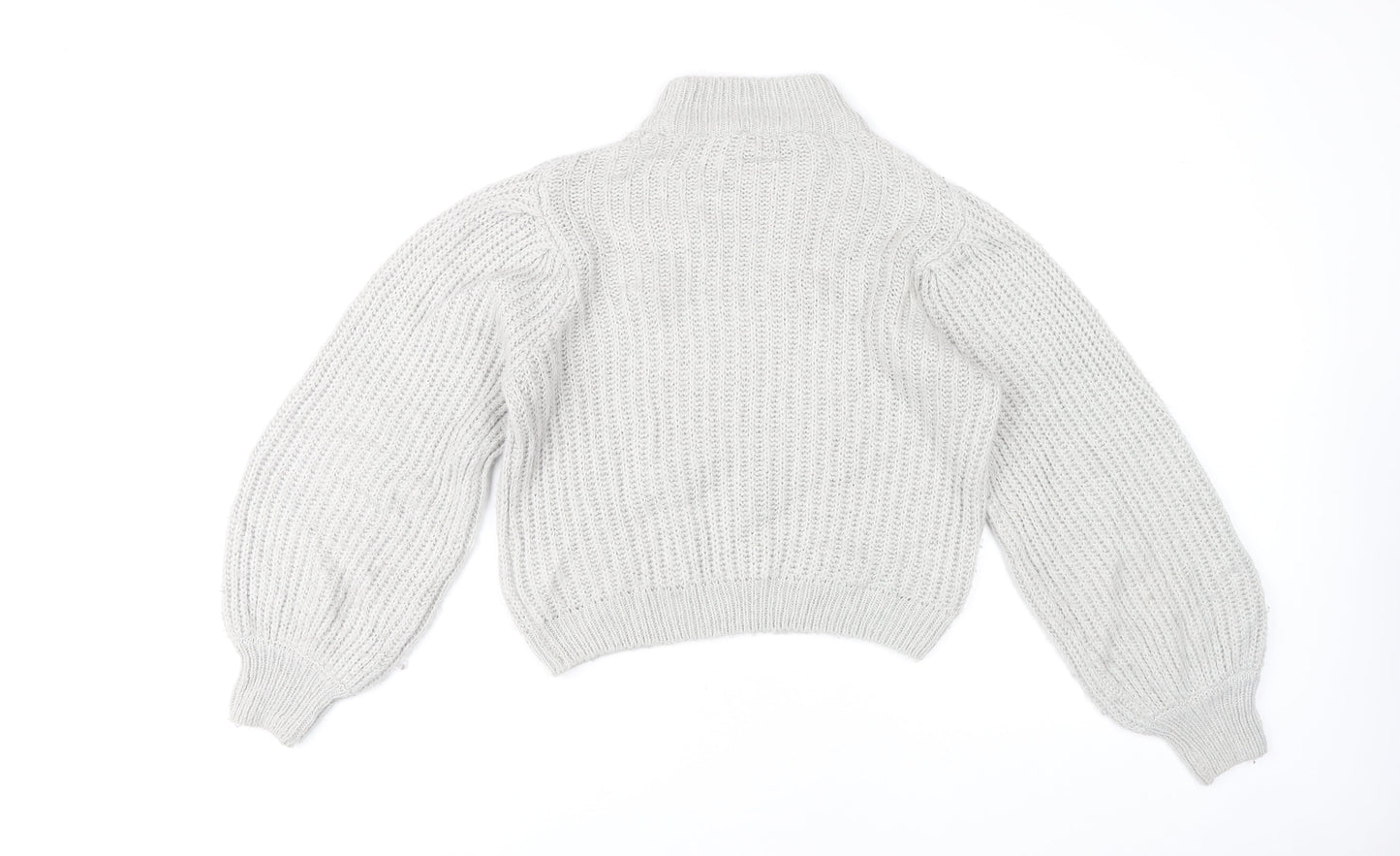 NA-KD Women's Grey Mock Neck Pullover Jumper, 2XS