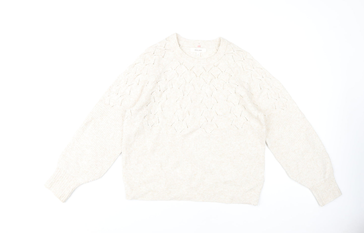 Marks and Spencer Womens Ivory Crew Neck Pullover Size 14