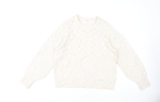 Marks and Spencer Womens Ivory Crew Neck Pullover Size 14