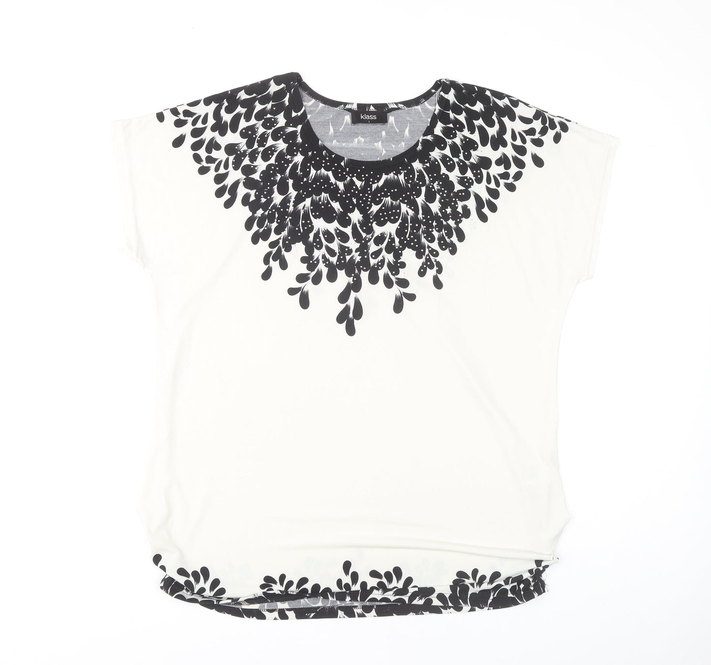 Klass Women's Black & White Floral Top L