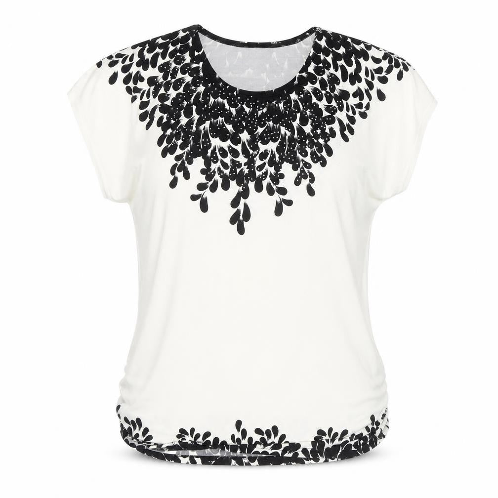 Klass Women's Black & White Floral Top L