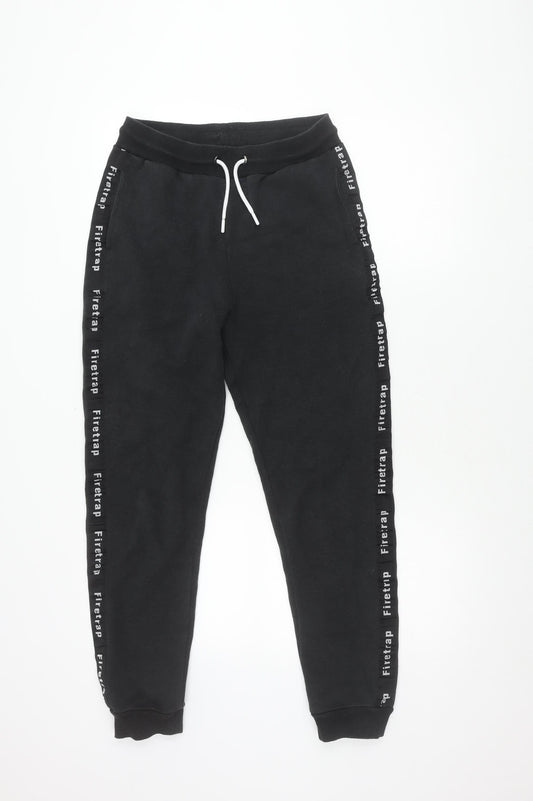 Firetrap Unisex Black Jogger Trousers, Relaxed, Size Regular