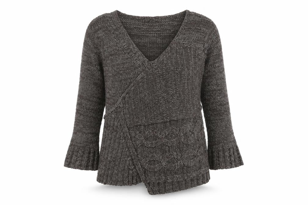 Joella Di Marco Women's Brown Wrap Jumper V-Neck XL