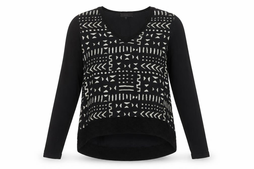 Next Women's Black Geometric V-Neck Top Size 12