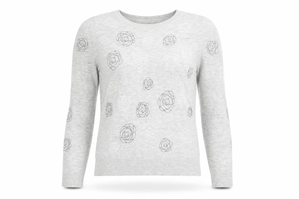 RJR.John Rocha Women's Grey Floral Pullover Jumper Size 8