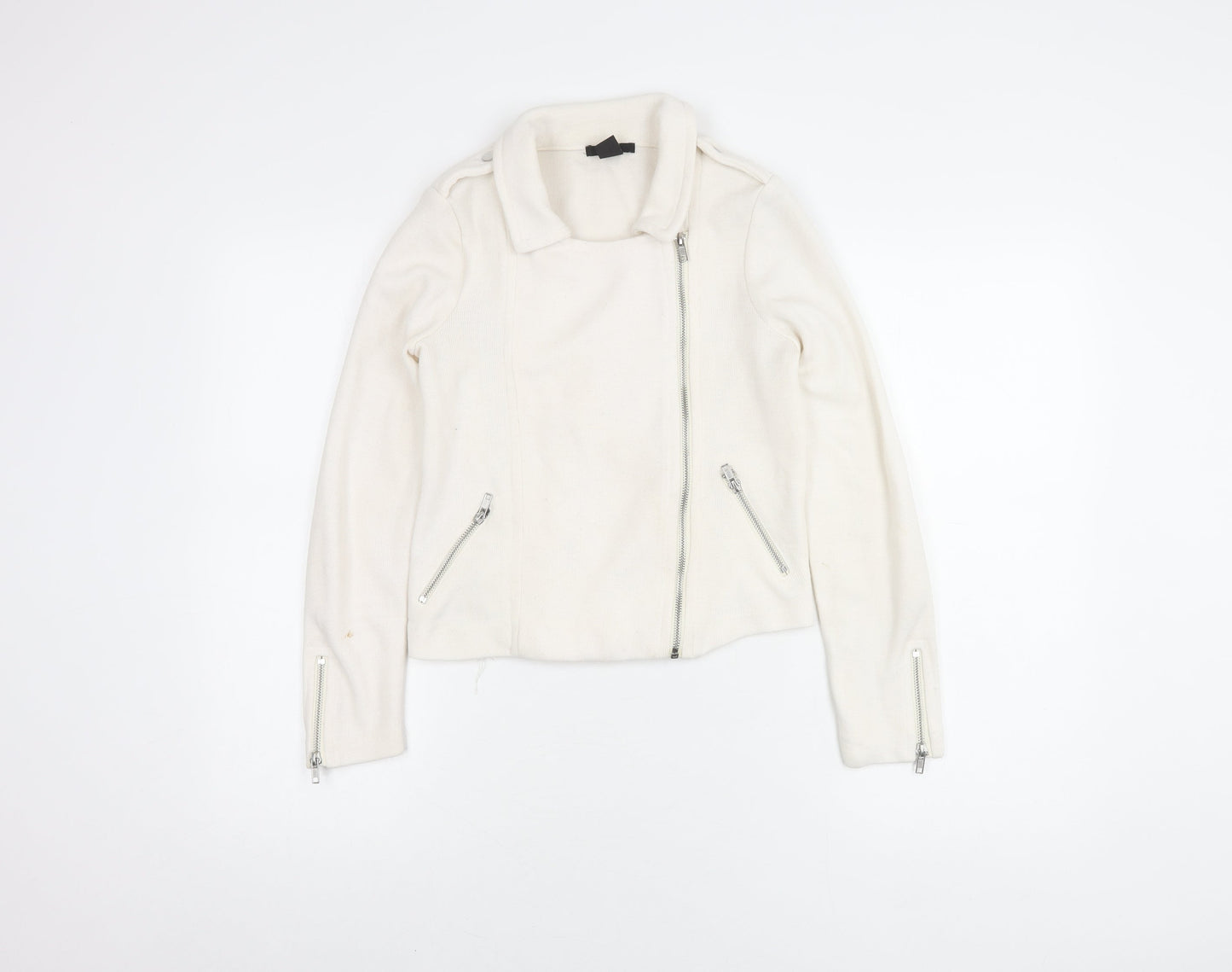 H&M Women's White Motorcycle Jacket, XS, Casual