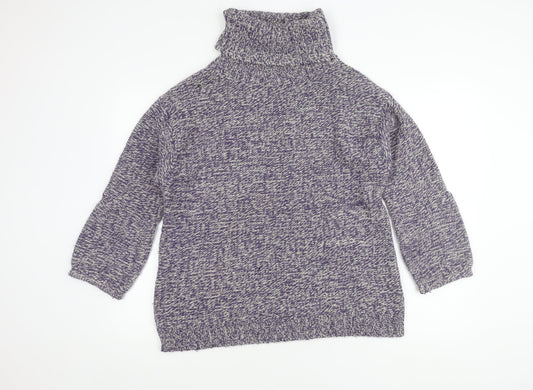 Soft Grey Womens Multicoloured Knit Roll Neck Jumper 10/12