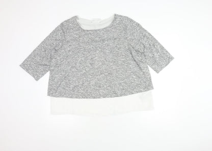 Additional front view of Wallis Grey Layered Bow Top for Women, size 18