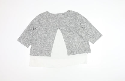 Back view of Wallis Grey Layered Bow Top for Women, size 18