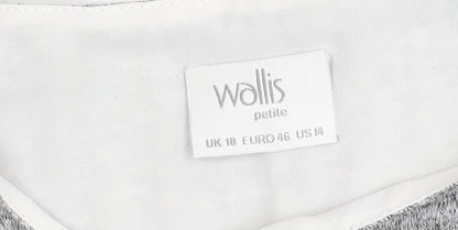 Brand and care label for Wallis Grey Layered Bow Top for Women, size 18