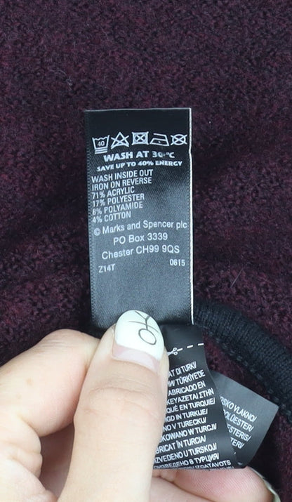 Marks & Spencer Women's Purple Open Front Cape Hooded Jumper M