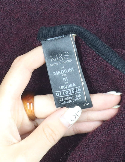 Marks & Spencer Women's Purple Open Front Cape Hooded Jumper M