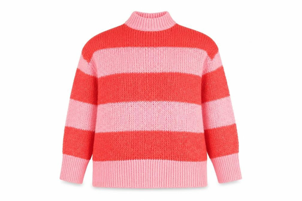 MNG Women's Pink Striped Pullover Jumper Size 8