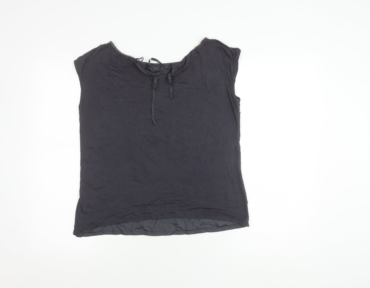Jigsaw Women's Black Beaded Sleeveless Blouse - S