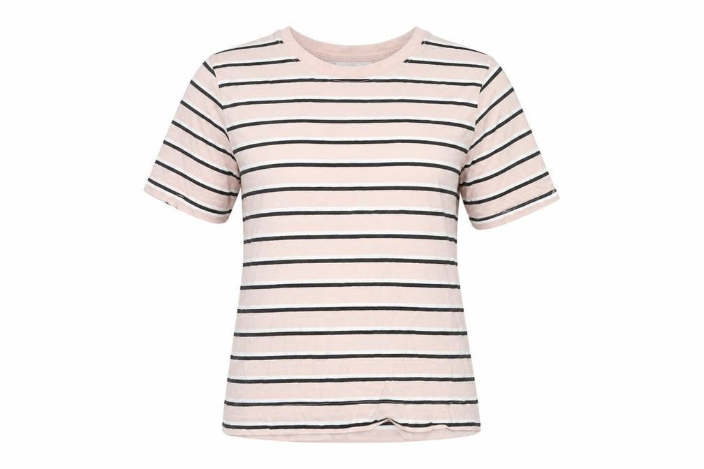 Mango Basics Women's Pink Striped T-Shirt Size 8