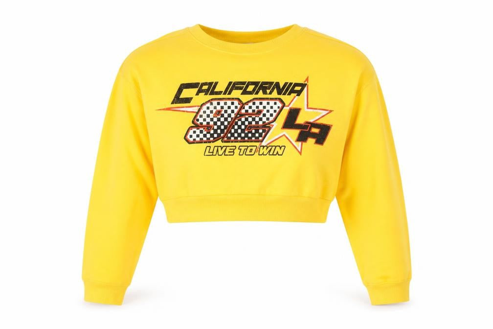 Bershka Yellow Graphic Print Pullover Sweatshirt, Women