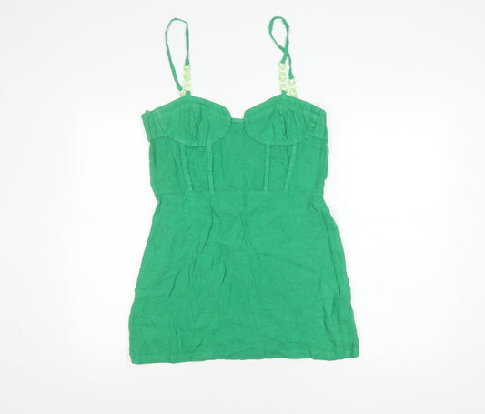 Zara Women's Green Sleeveless Slip Dress Size 12