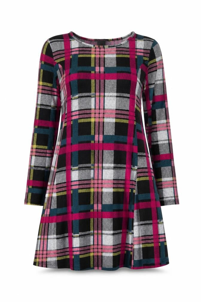 Mitzy Women's Multicoloured Plaid Knit Dress L