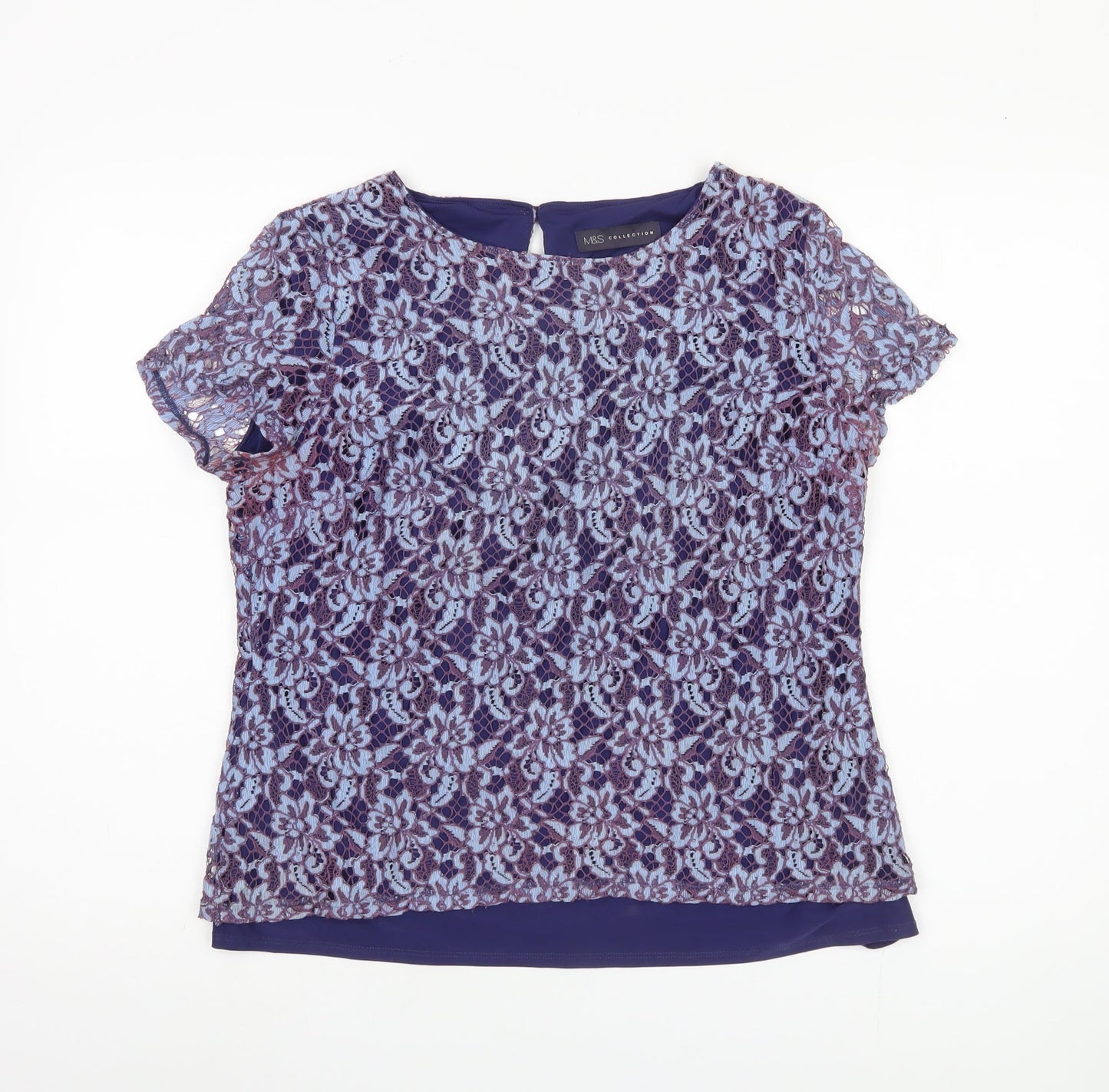 Marks and Spencer Women's Blue Lace Blouse Size 12