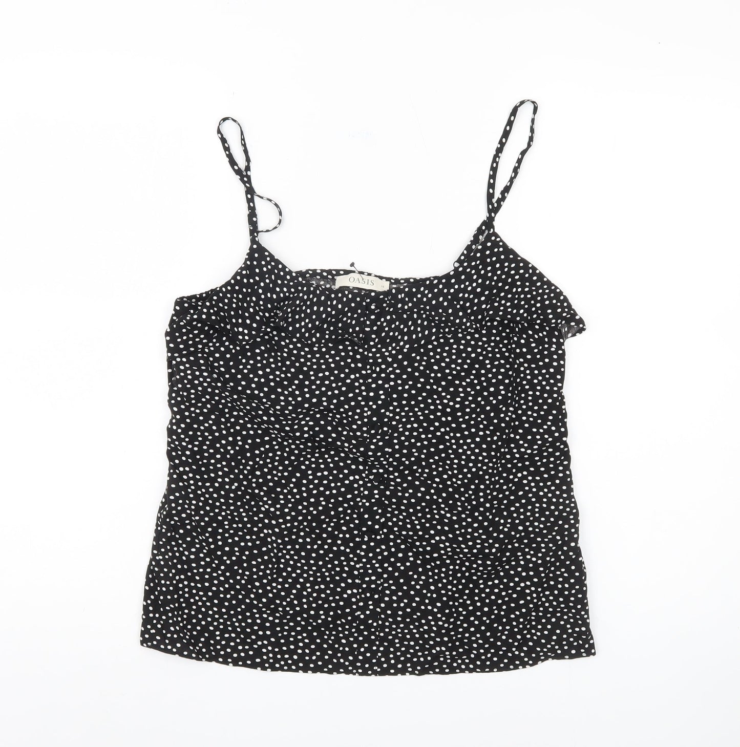 Oasis Women Black Polka Dot Tank Size 10