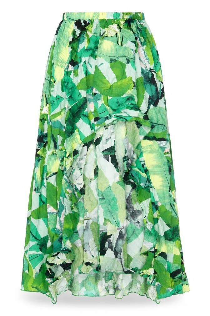 ASOS Women's Green Floral Long Skirt, Size 4, Elastic Waist