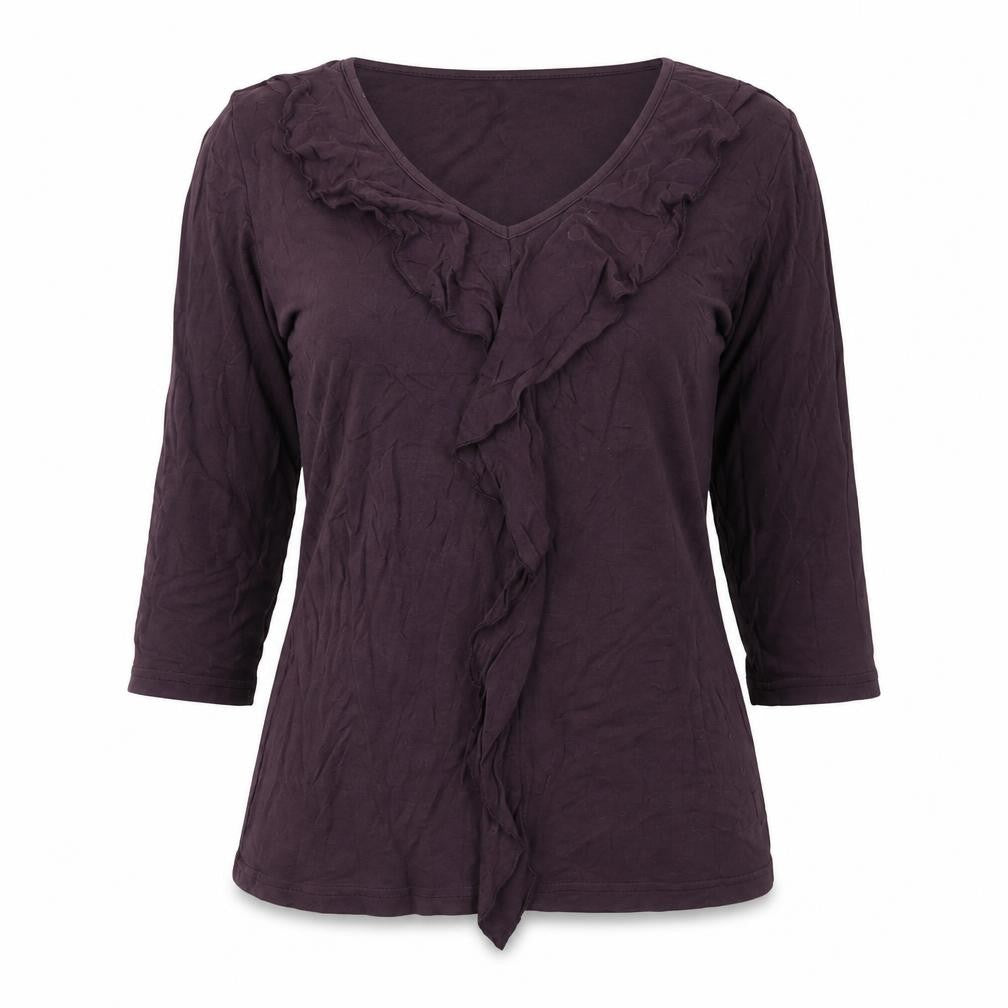Ethel Austin Women's Purple 3/4 Sleeve V-Neck Top