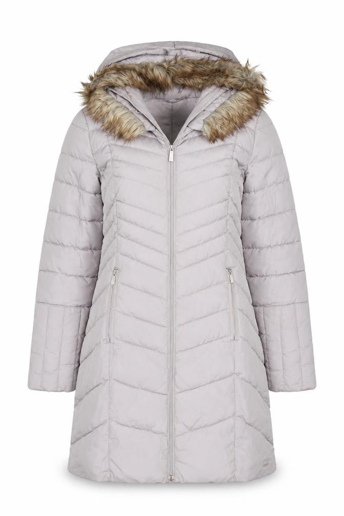 Rino & Pelle Women's Grey Long Puffer Coat - Size 8