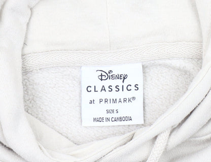 Preloved Primark Women's Beige Pullover Hoodie, S, Cartoon Design - Detail