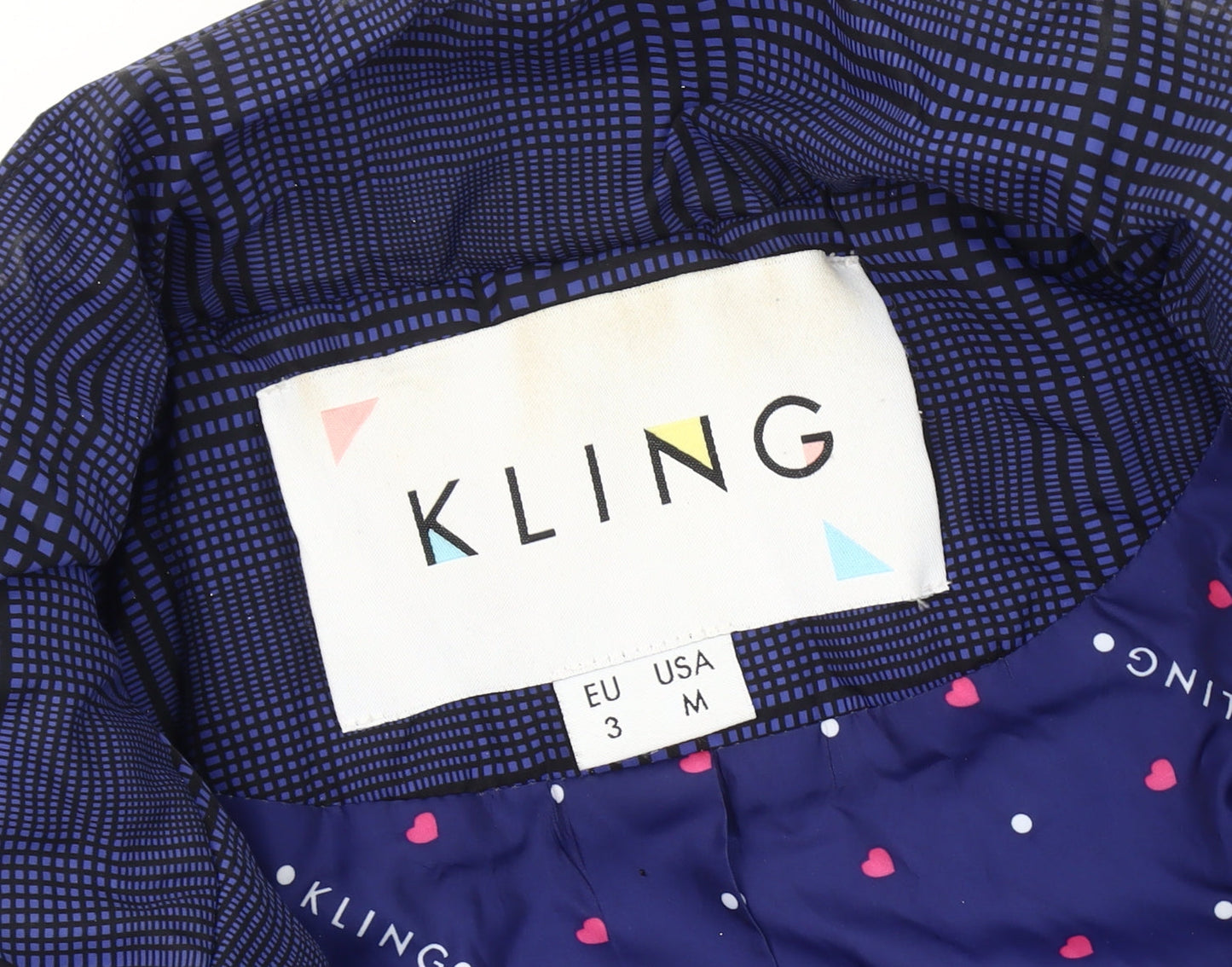 Kling Women's Blue Check Puffer Jacket M