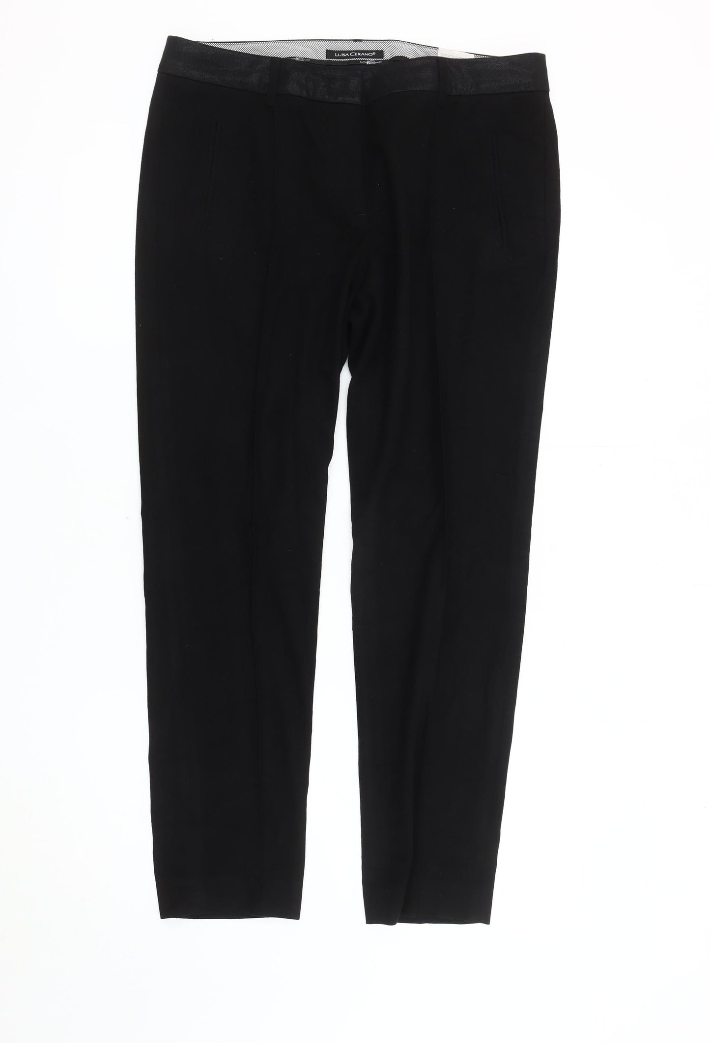 Luisa Cerano Women's Black Trousers - Size 14, Cotton Blend
